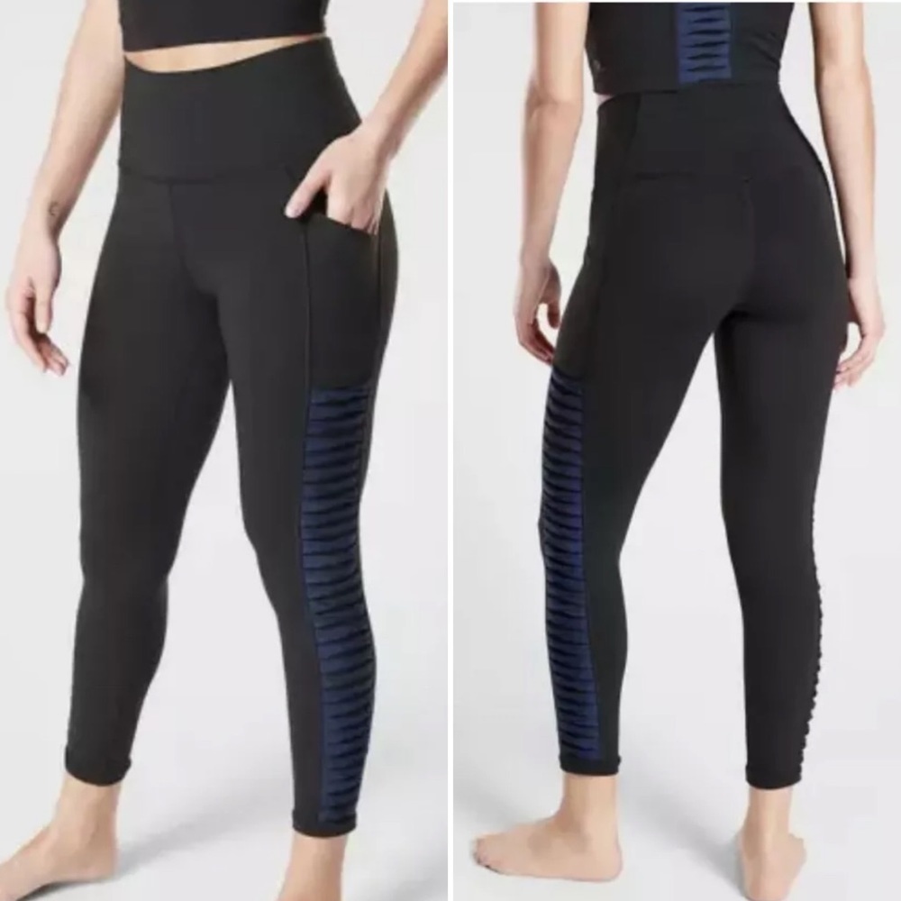 Athleta Salutation Stash Pckt II Twist 7/8 Tights Hgh-Rise Blk